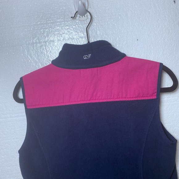 Vineyard Vines Womens Size Small Blue Pink Fleece Full Zip Up Vest Preppy Logo - Picture 5 of 9